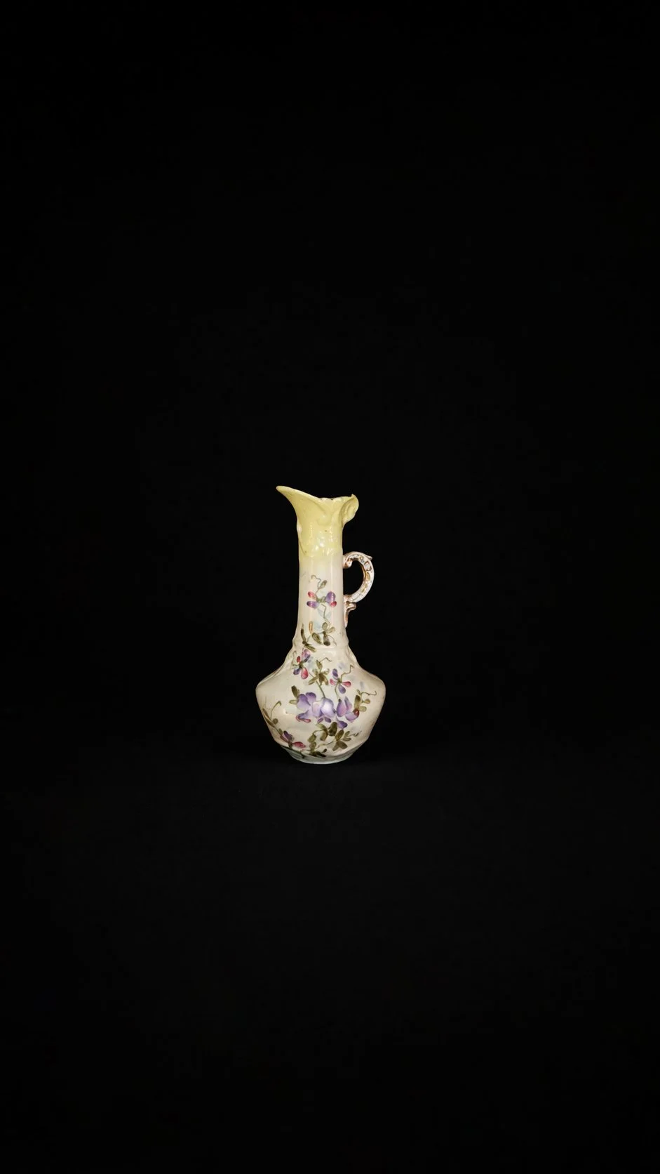 Antique Bohemian Porcelain Floral Ewer Vase