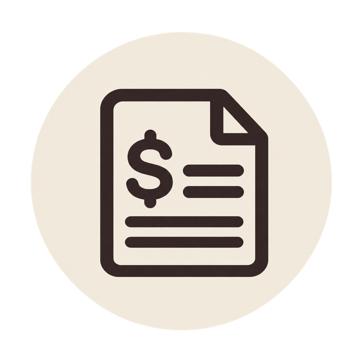Icon of a document with a dollar sign and lines of text, representing a financial or billing report.