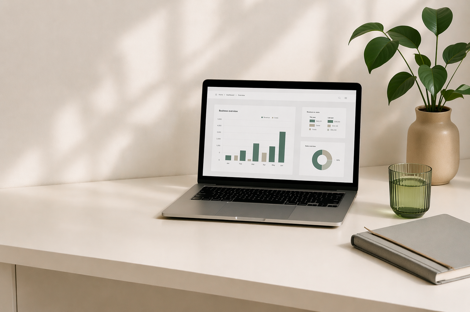 Business bookkeeping and financial reporting displayed on a laptop