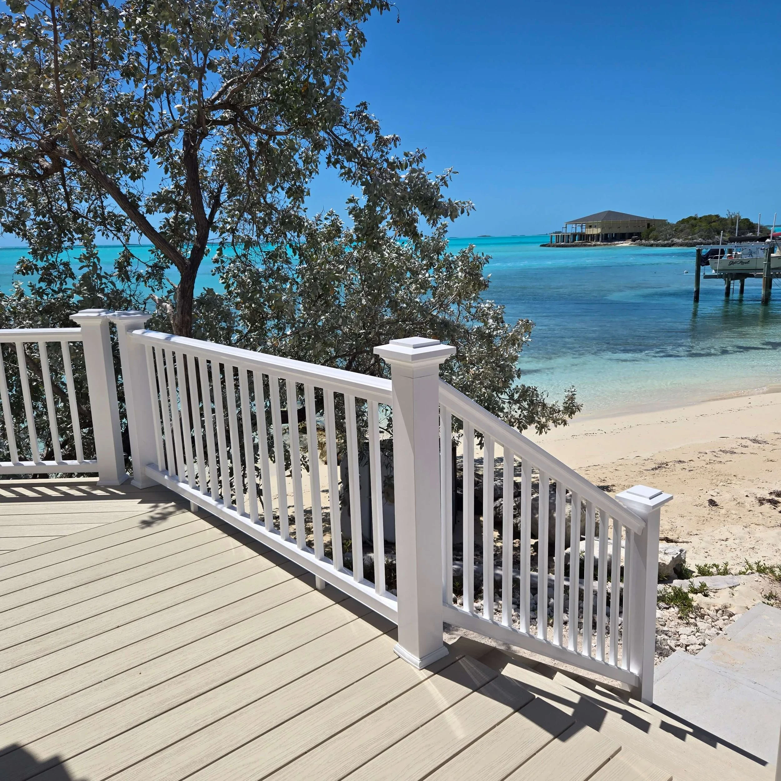 Beach access steps from Seaside Vacation Rentals in Staniel Cay