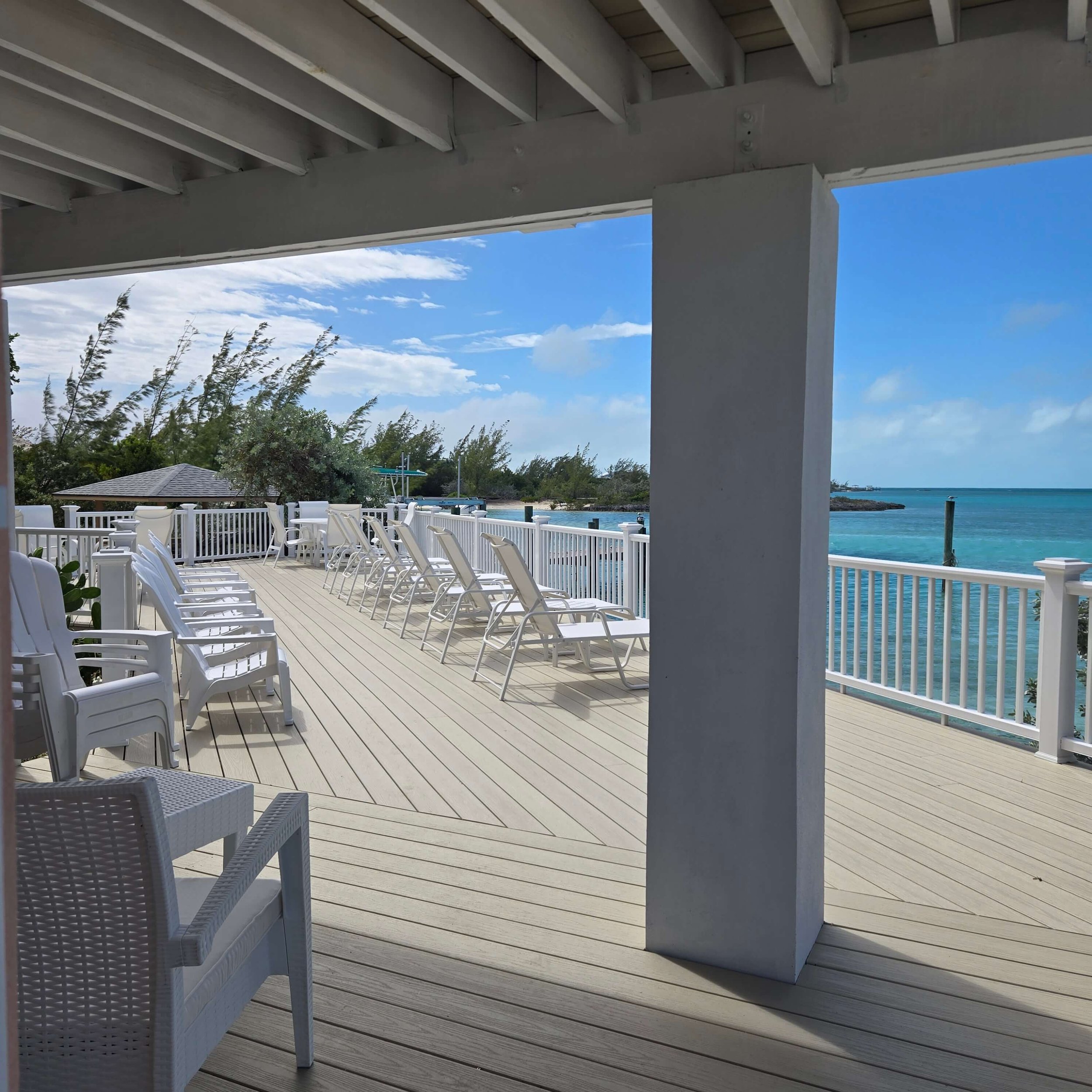 Sea Bean terrace steps from the oceanfront deck and beach