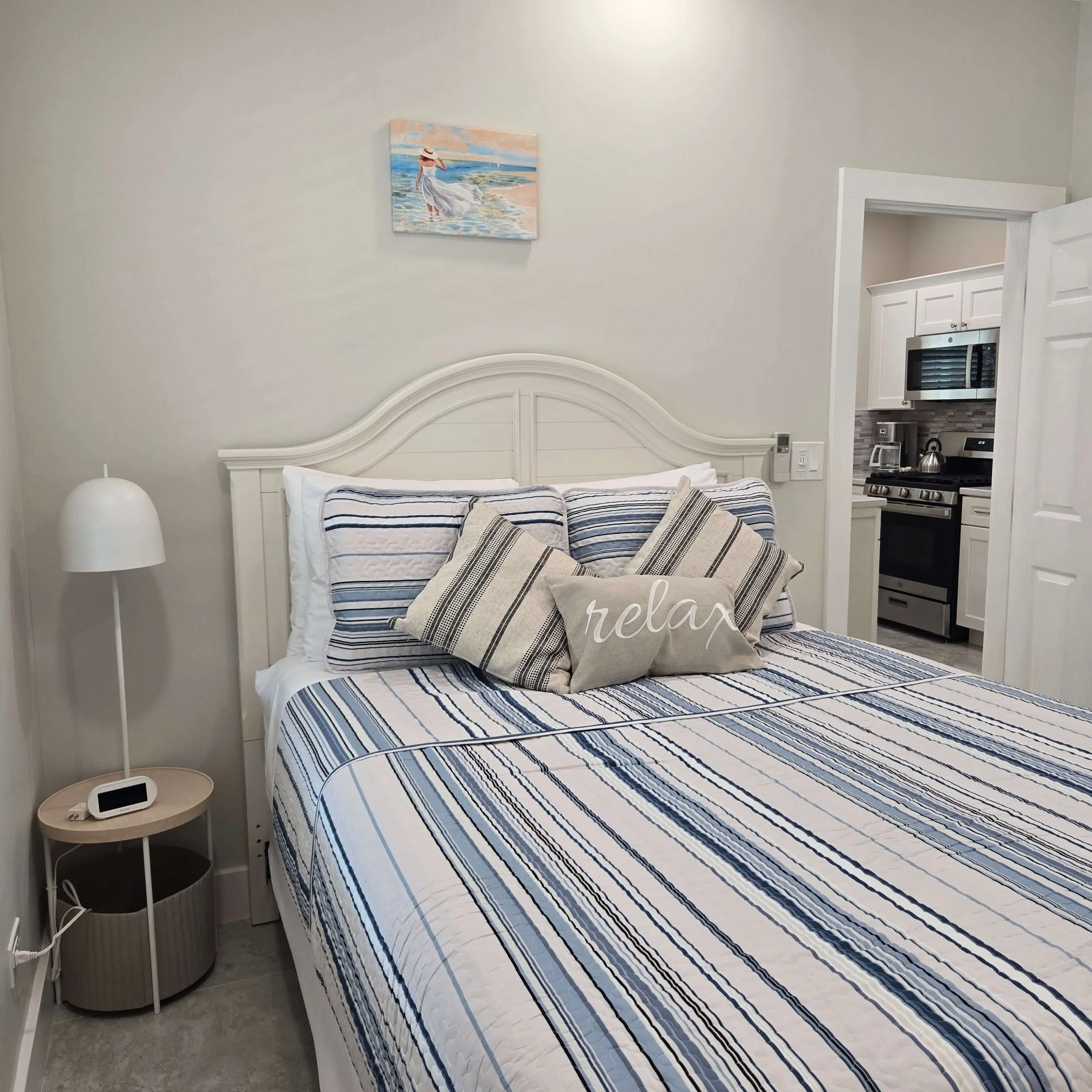 Garden view bedroom inside Sea Shell vacation rental on Staniel Cay