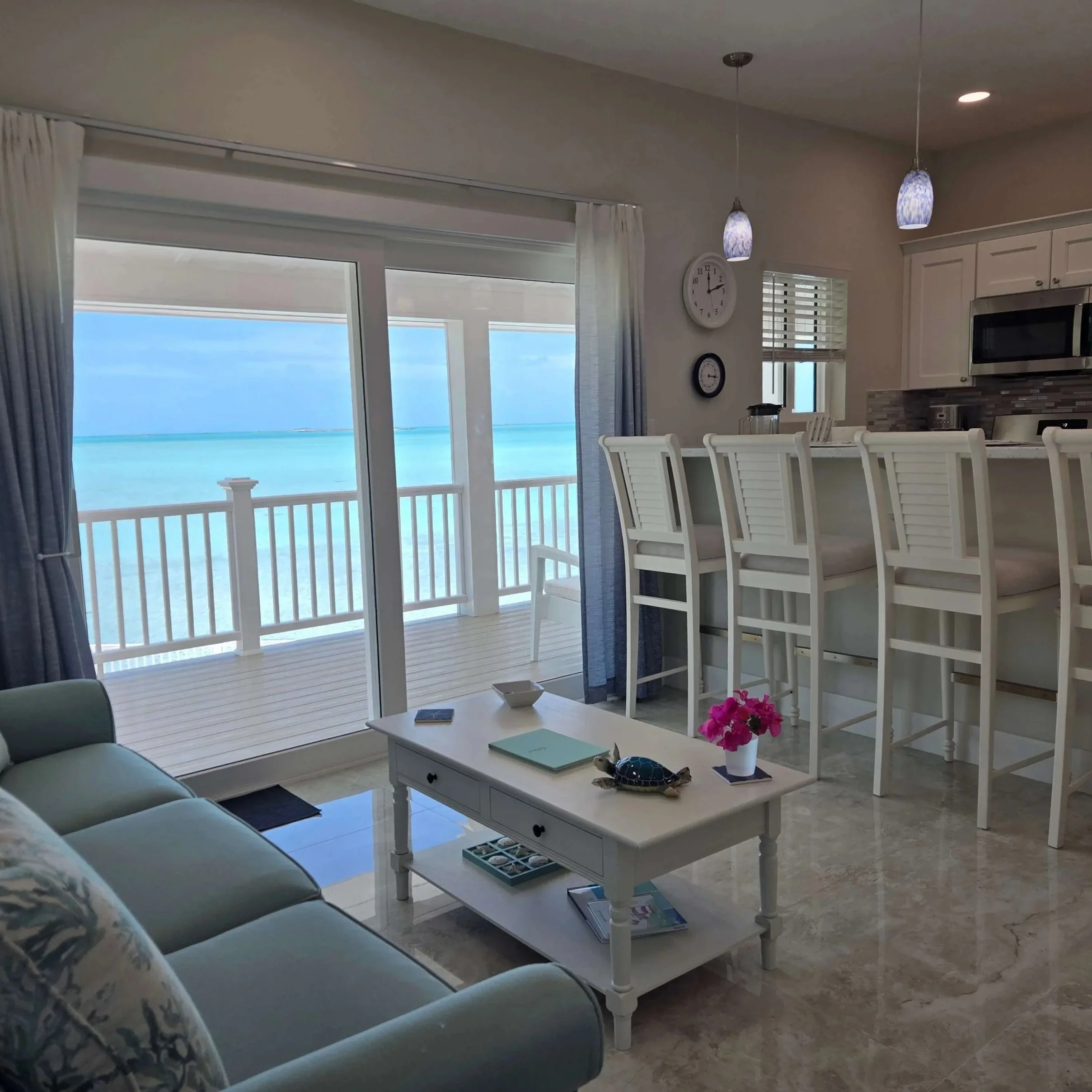 Modern coastal vacation rental interior at Staniel Cay Seaside Vacation Rentals