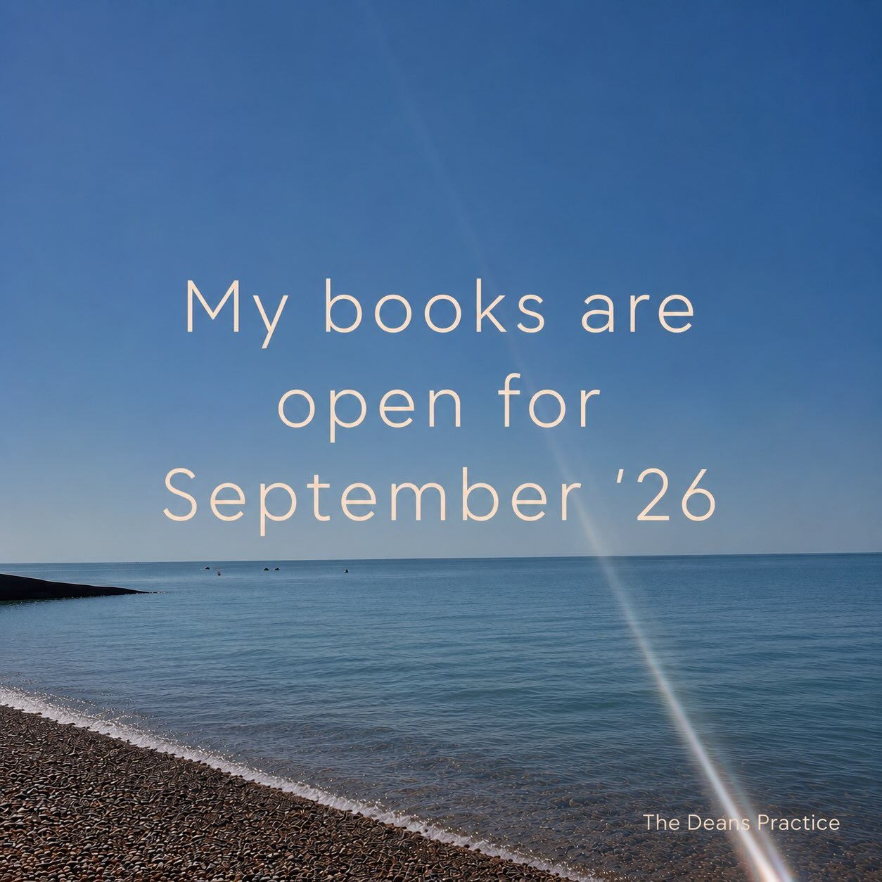 ~ NEW CLIENTS ~ Hello, my books are now open for a small number of new clients wishing to begin therapy in September &lsquo;26. Visit www.thedeanspractice.com for more information and to drop me an email.
