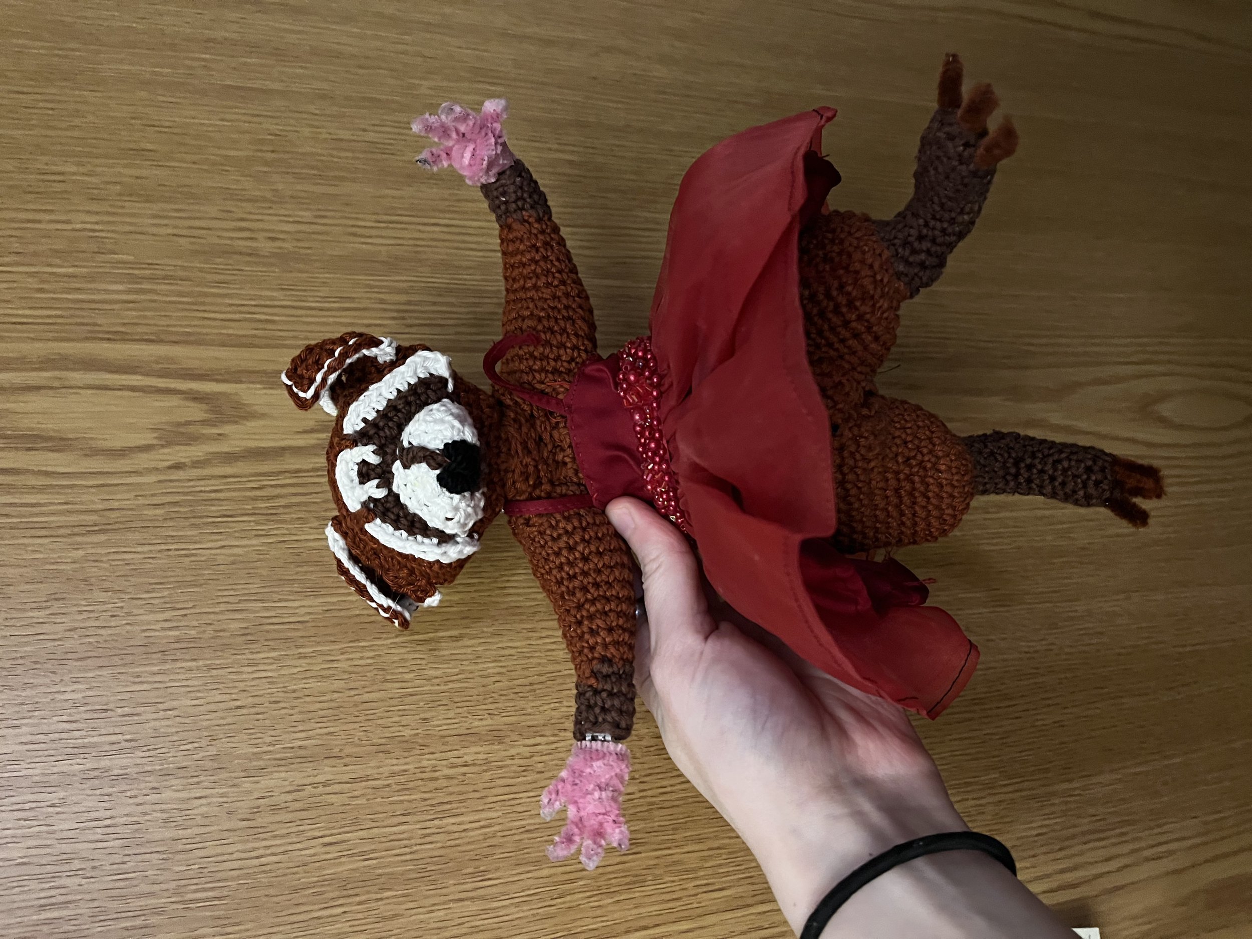 CPR's dress, modified from a doll dress to match his party aesthetic