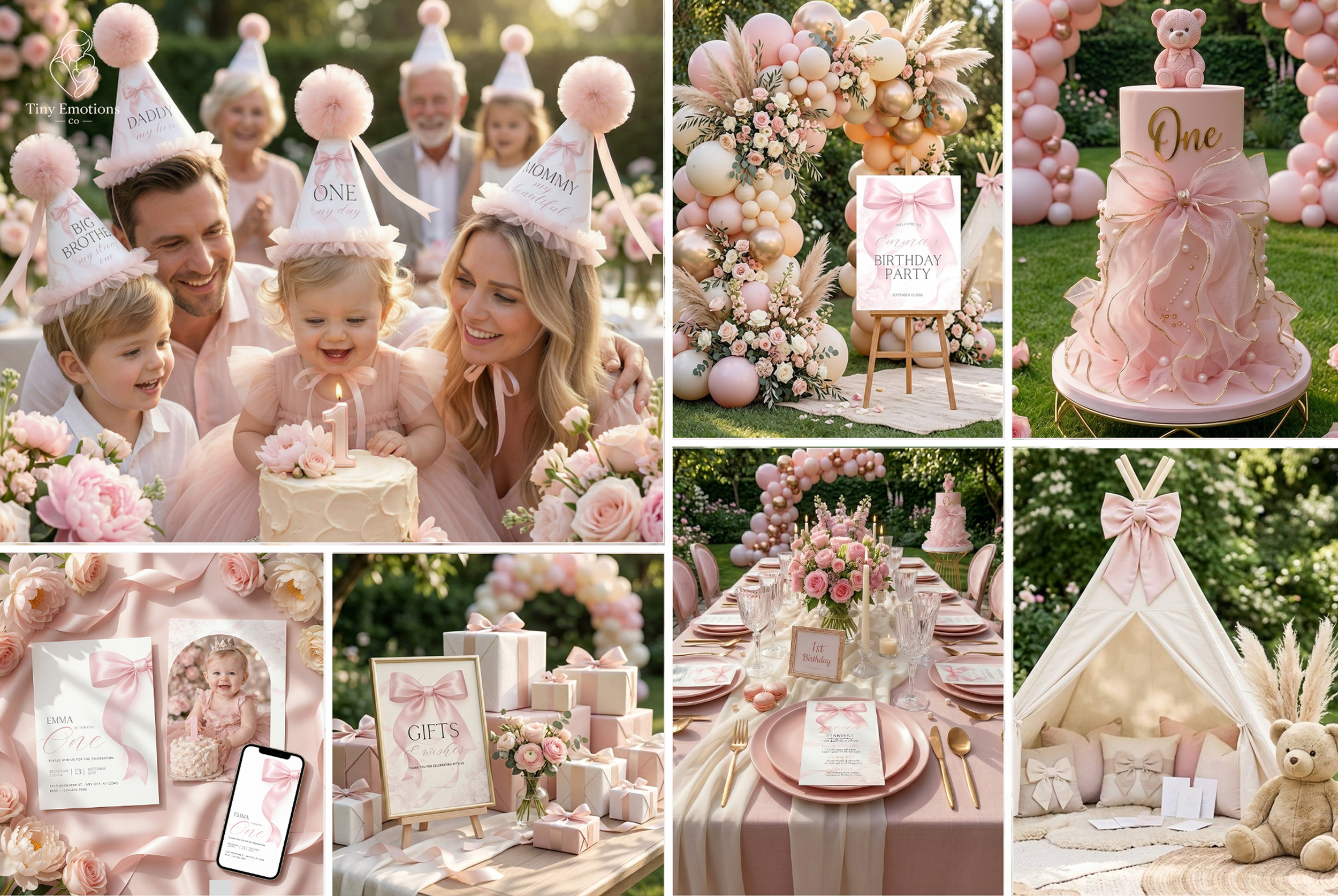 10 Soft Pink Bow 1st Birthday