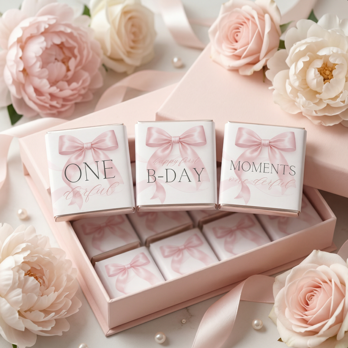Blush Pink Birthday Gift Boxes with Bow