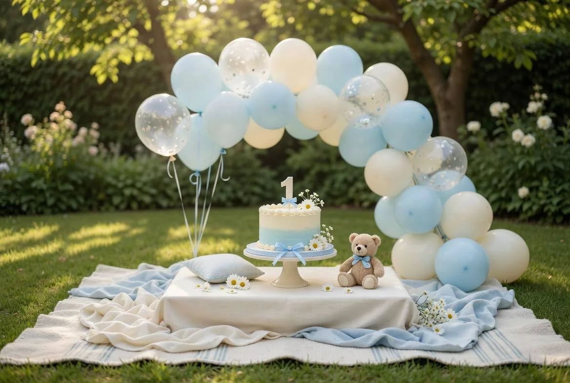 Soft Blue First Birthday Party Ideas 