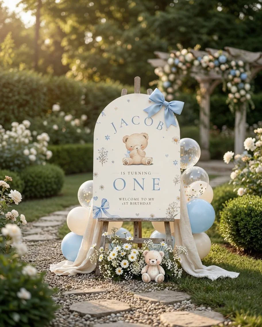 Soft Blue First Birthday Ideas for Baby Boy | Elegant Theme