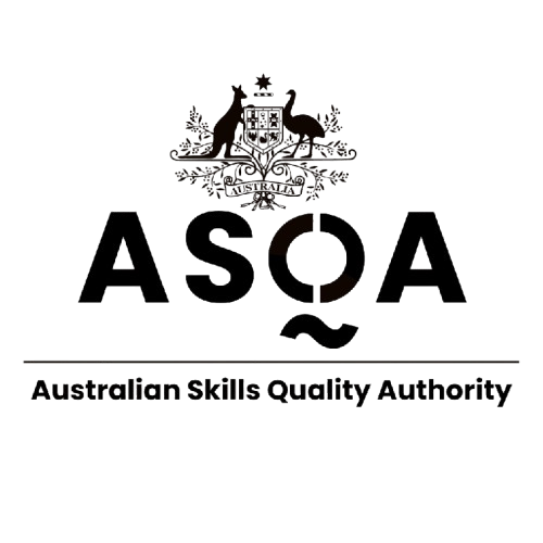 Logo for the Australian Skating Quality Authority (ASQA), featuring a crown and two kangaroos.