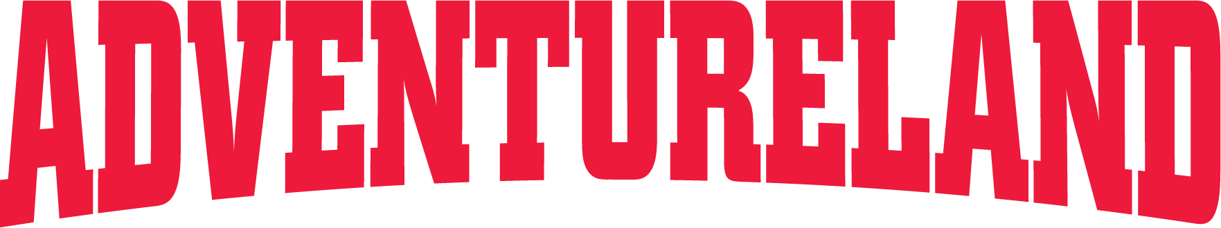Text in red that says "ADVENTURELAND" with a slight perspective effect.