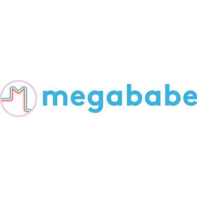 Megababe logo with stylized 'M' and the company name in blue text.