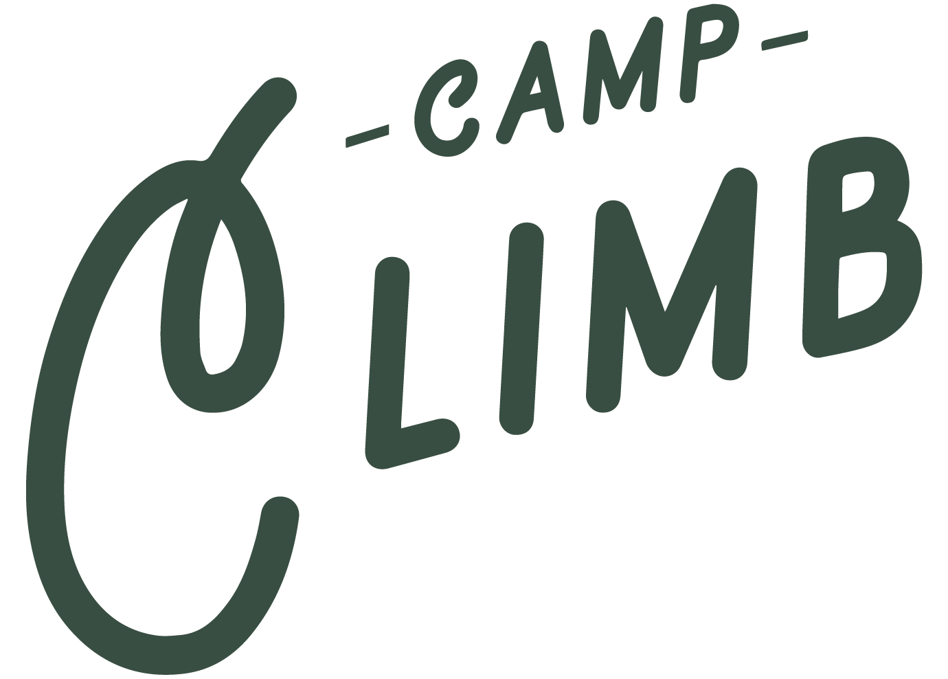 Logo with the text 'Olimb CAMP' and a stylized letter 'O' that resembles a lamp or a campfire.