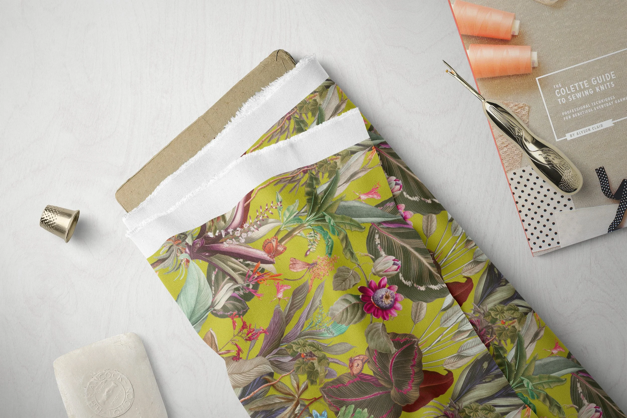 Bright Palms Passion Flowers Cotton Lawn