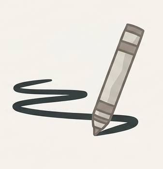 Icon eines Bleistifts mit geschwungener Linie – Symbol für Bildung, Reflexion und pädagogische Arbeit im Bereich sexueller Bildung.