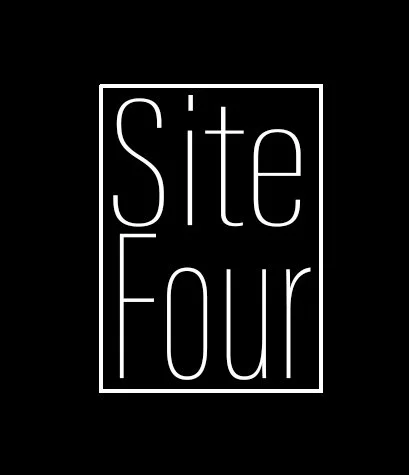 Stylized text reading 'Site Four' with a black background and white lettering enclosed in a rectangular outline.