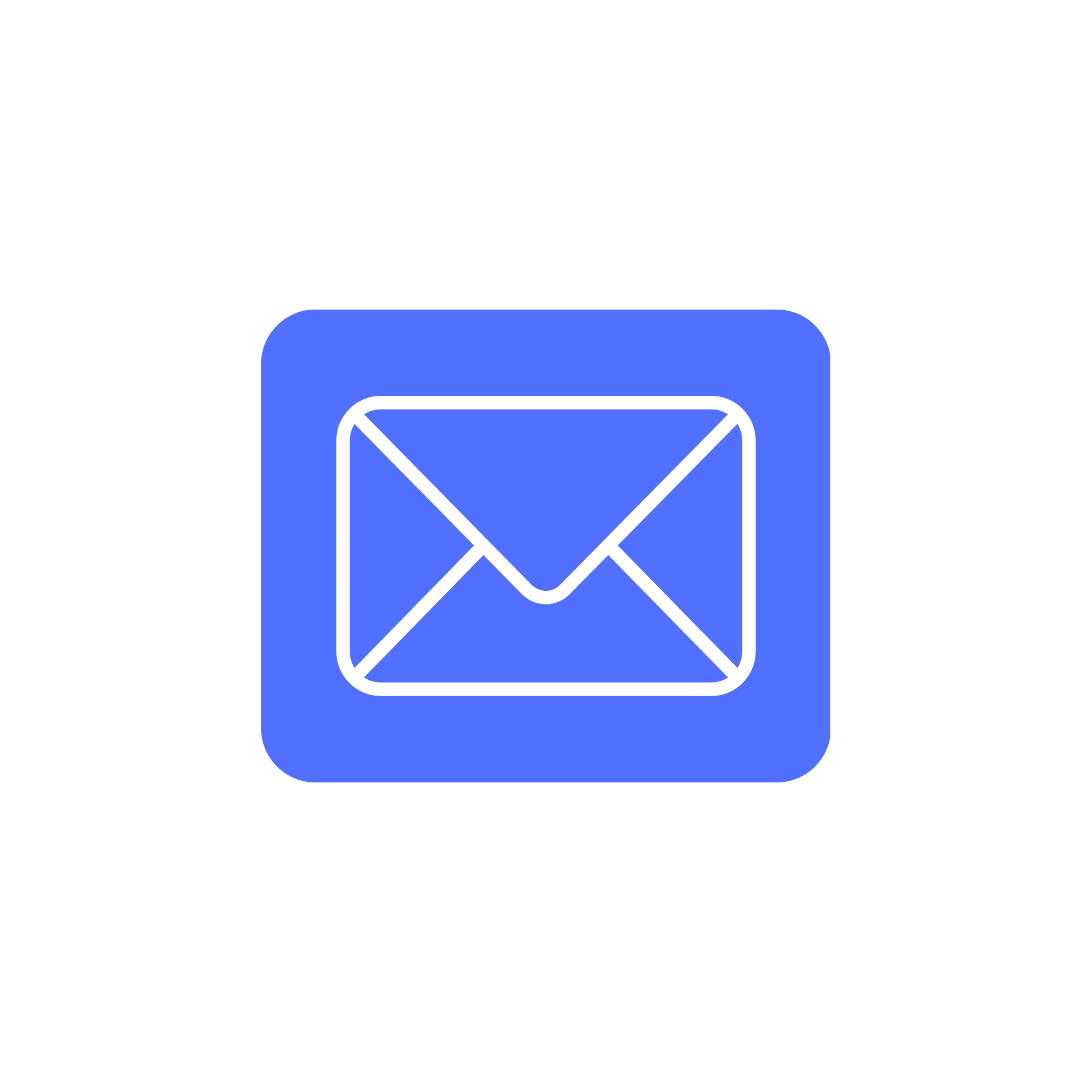 Illustration of a blue inbox with an envelope icon in the center.