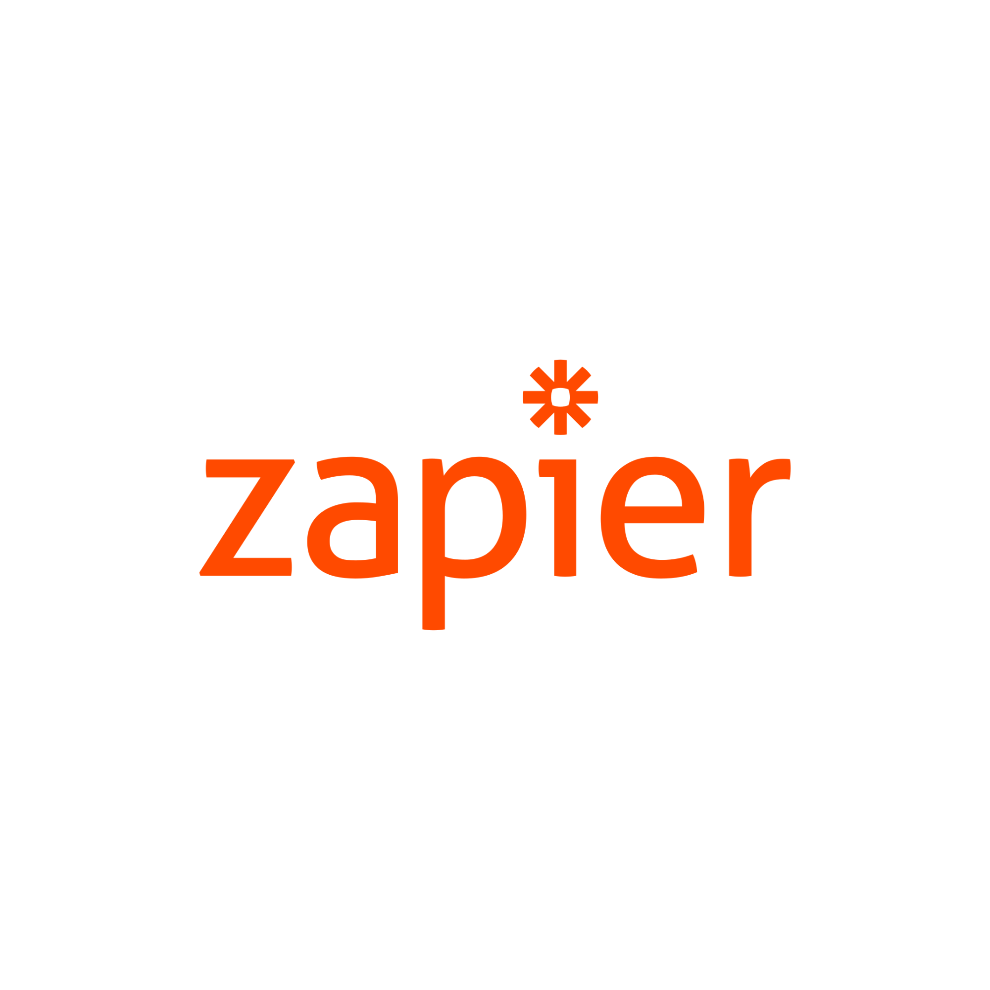 Black background with orange text that reads 'ZAPIER' and a small orange asterisk above the 'i'