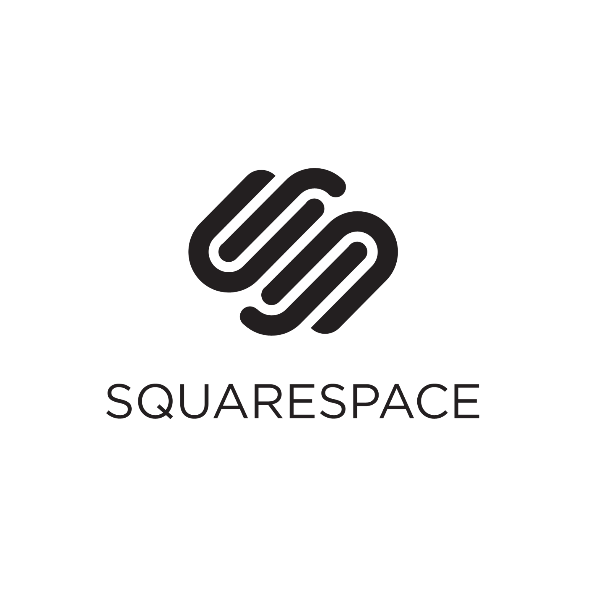 Black and white logo of Squarespace featuring a stylized stack of rounded rectangles and the text 'Squarespace' underneath.