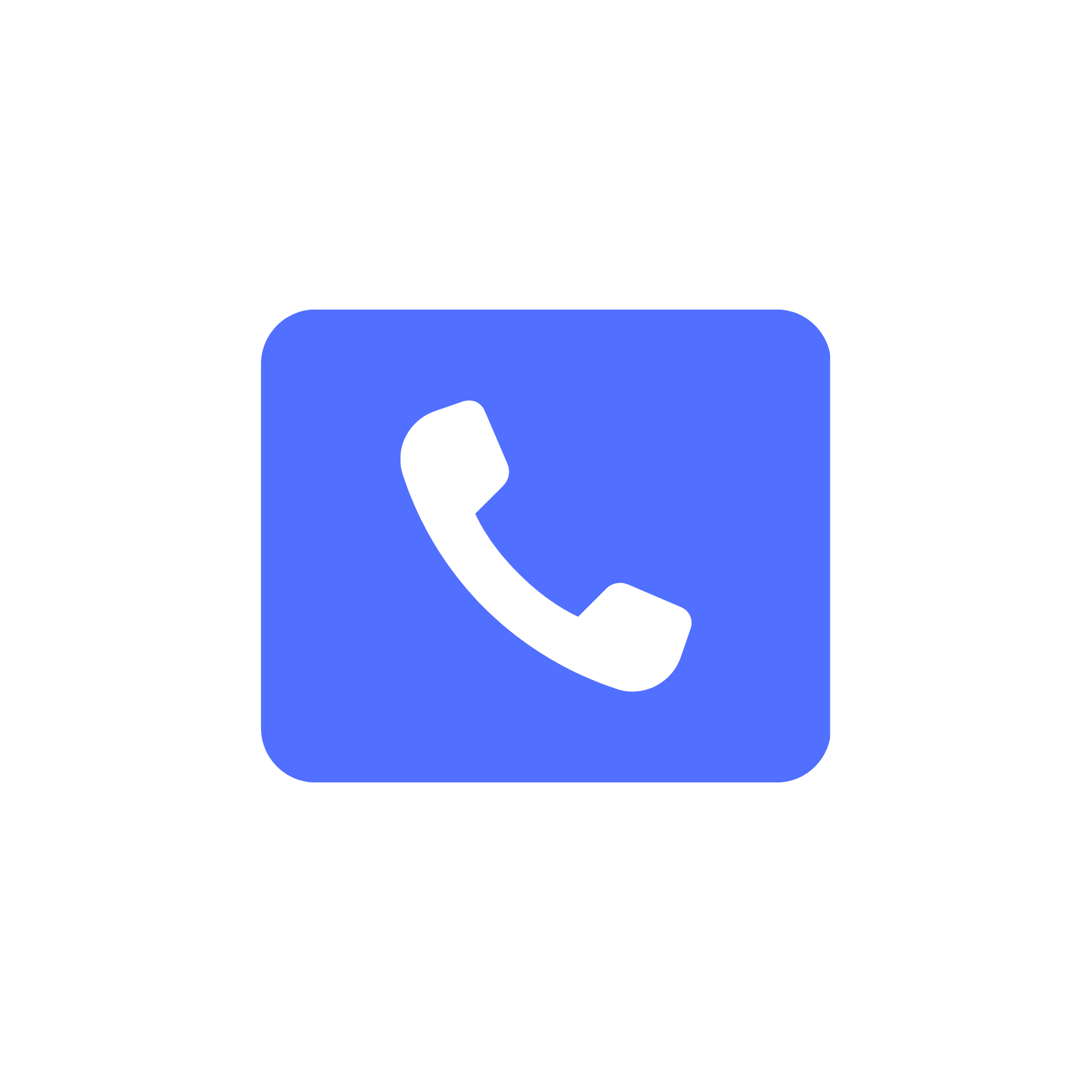 Illustration of a person talking on the phone, shown as a white silhouette on a blue background.
