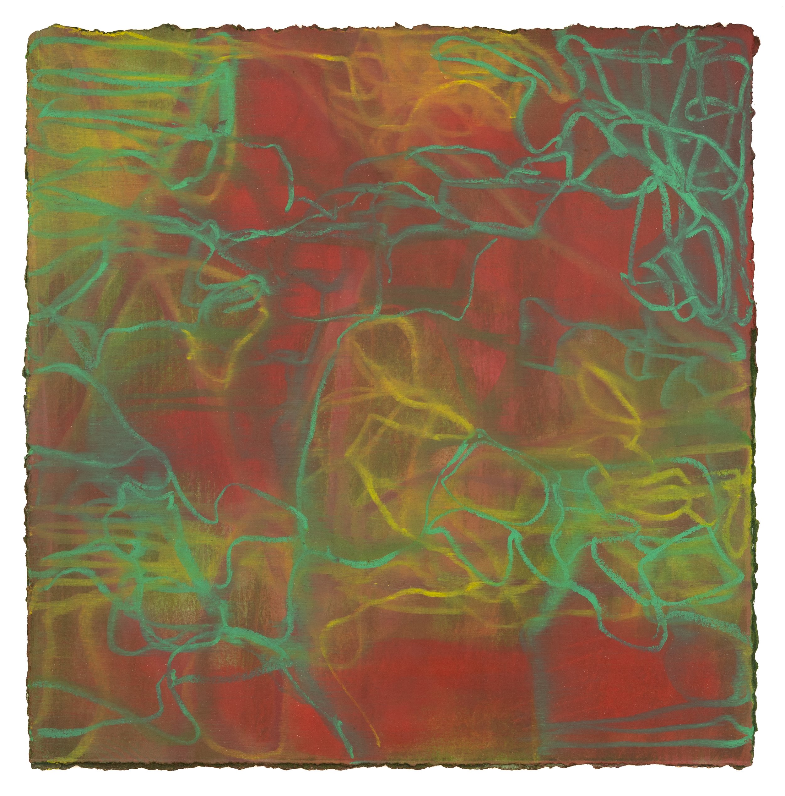 Fibrin in Green, 2026. Oil on Gessoed Paper, 38 x 38 cm