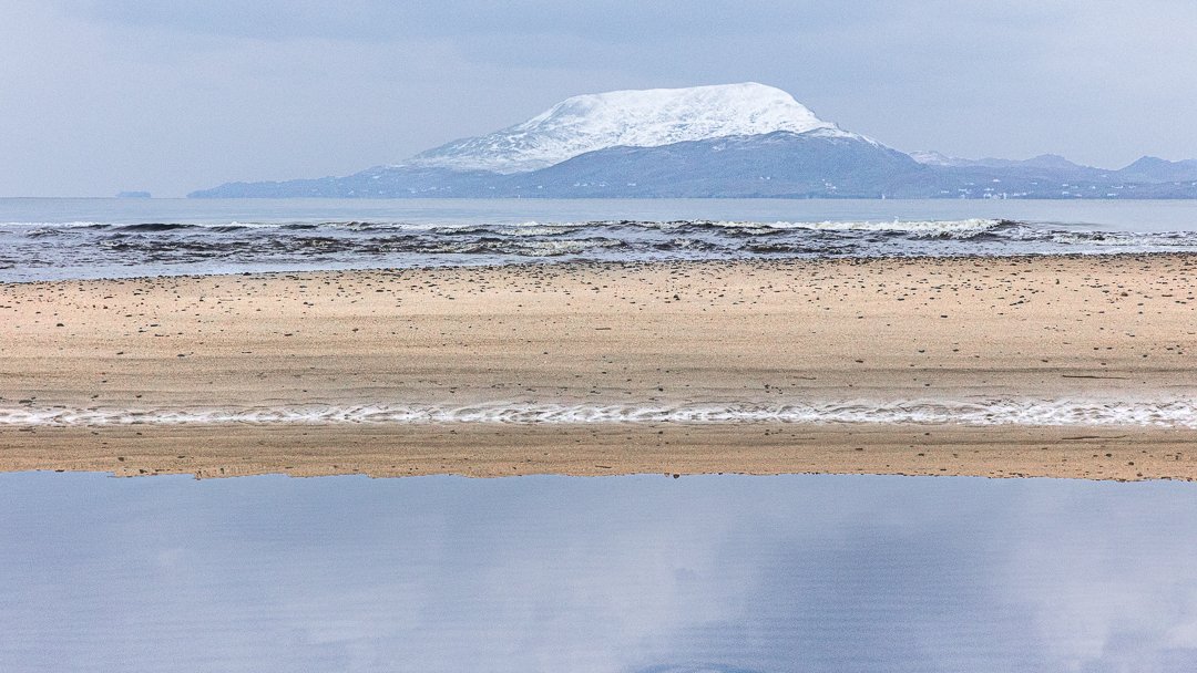 Mounted A3 Print: Snowcapped Clare Island, County Mayo, Ireland