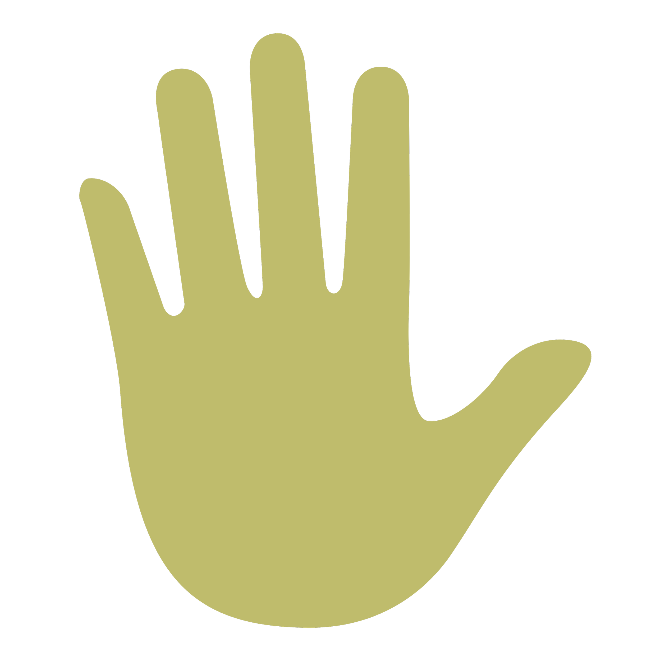 Illustration of a beige hand with a raised palm, palm facing outward.