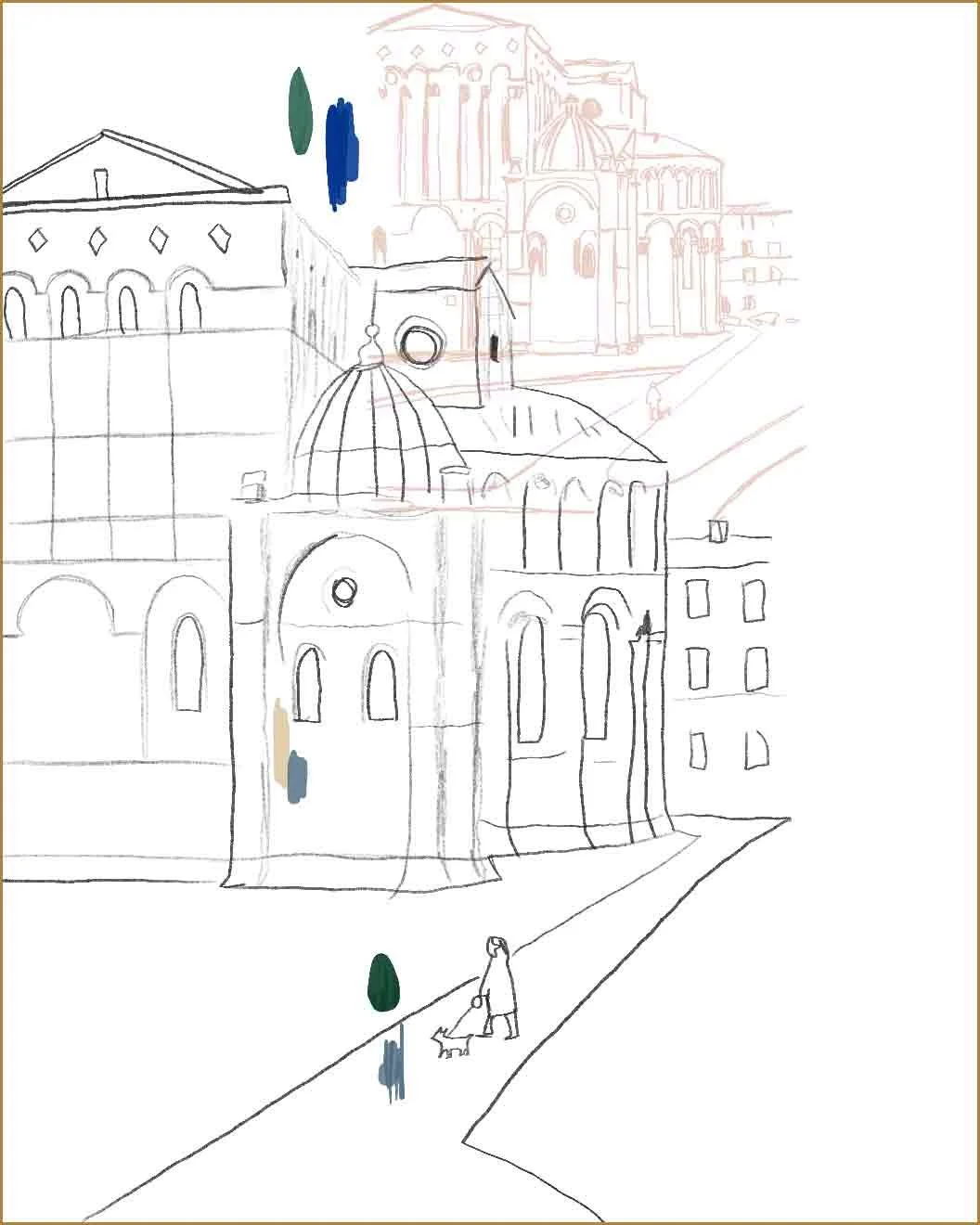 Architectural drawing and composition study for San Martino by Lee Gruber