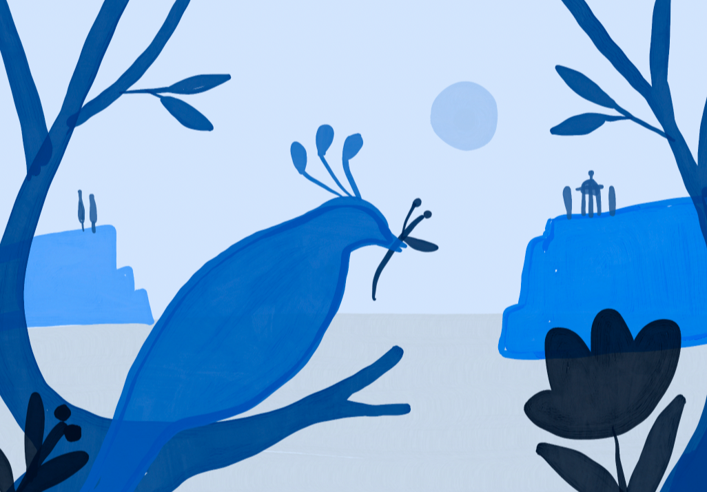 Sketch for handcrafted paper diorama illustration