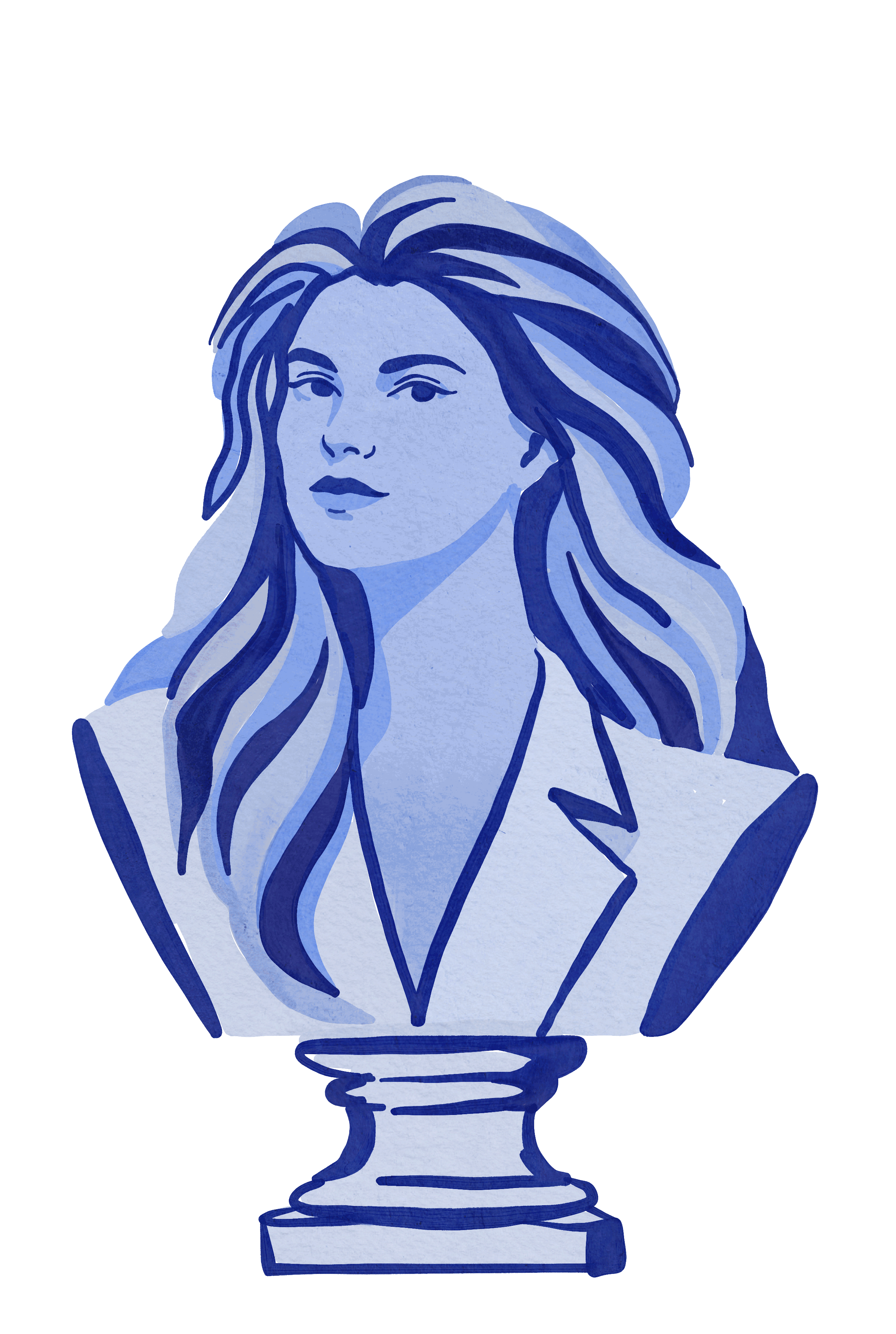 Animated self-portrait of Lee Gruber as a sculpted bust blowing a bubblegum bubble