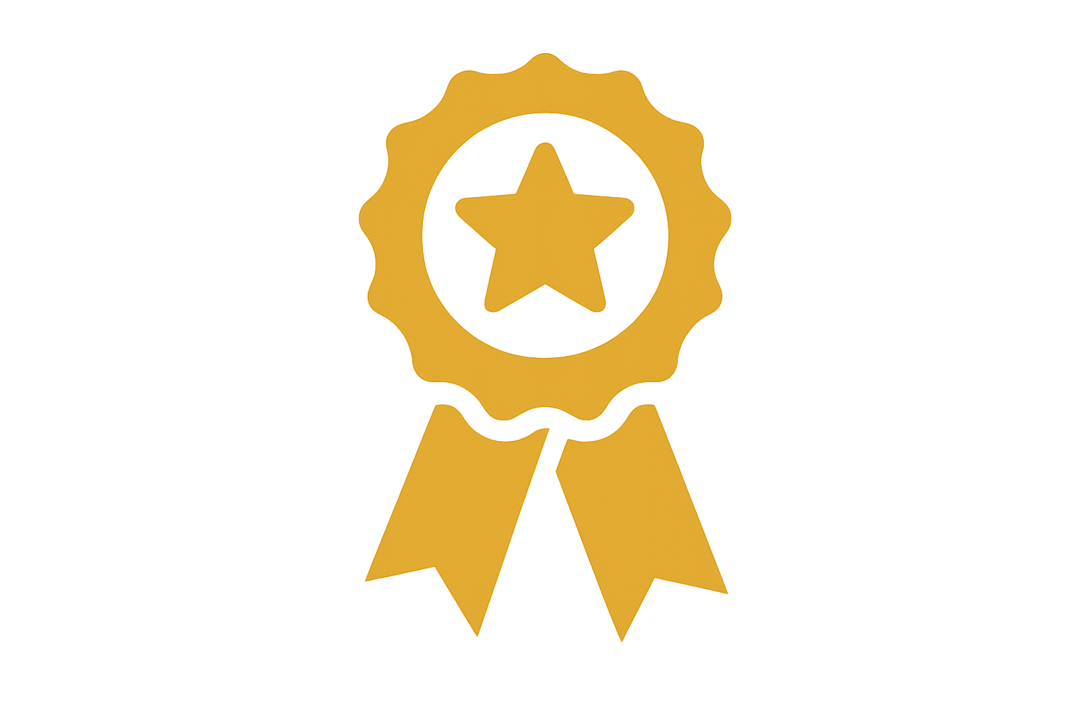 Gold award ribbon with a star in the center.