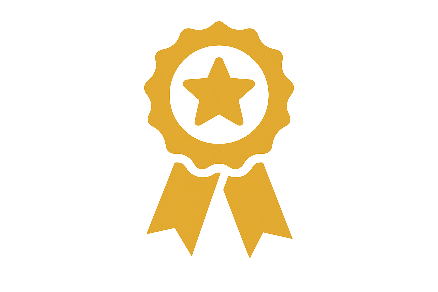 Gold award ribbon with a star in the center.