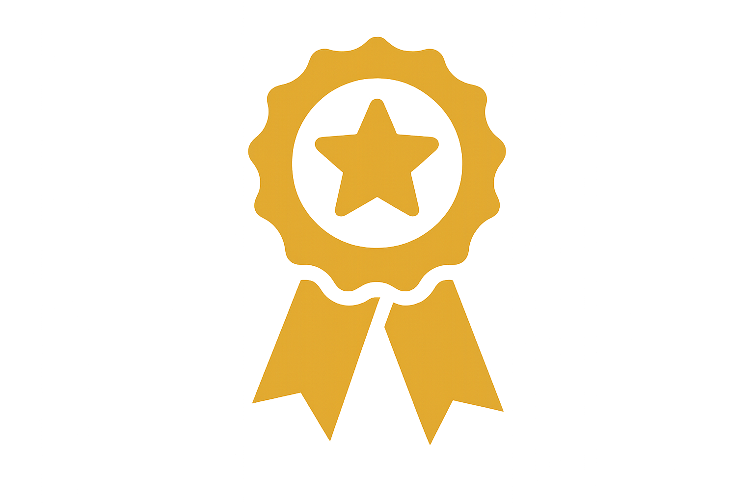 Gold award ribbon with a star in the center