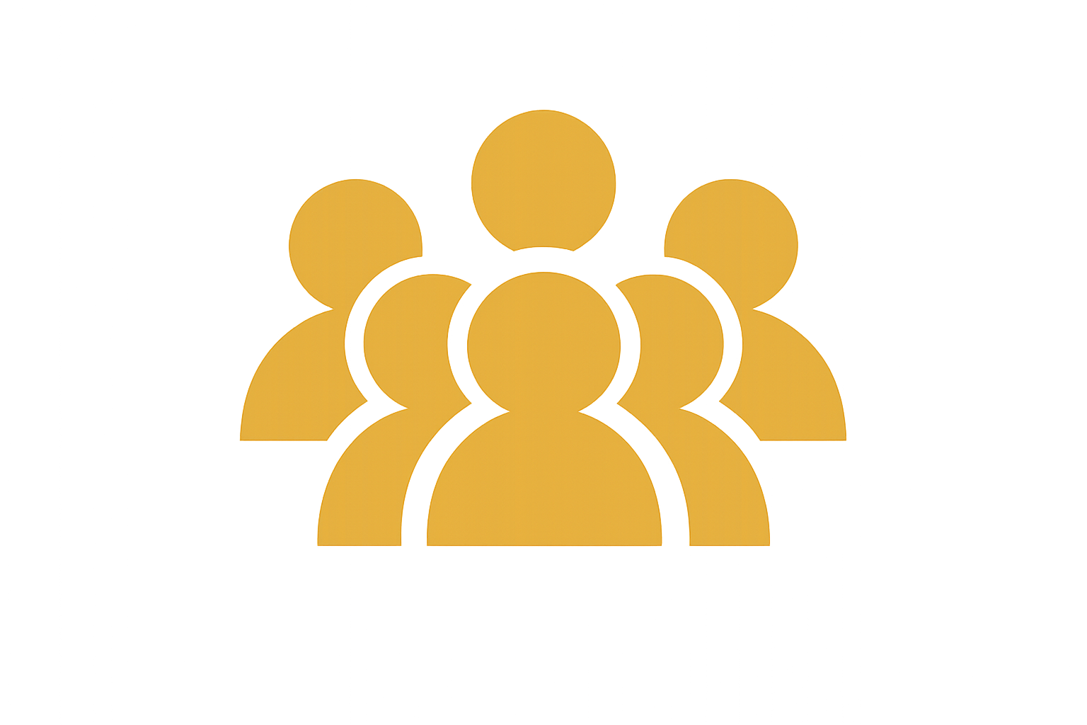 A black background with a group of stylized gold human figures aligned together, representing a community or teamwork.