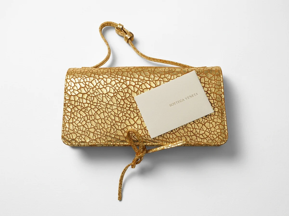 BOTTEGA VENETA Crackled Leather Clutch