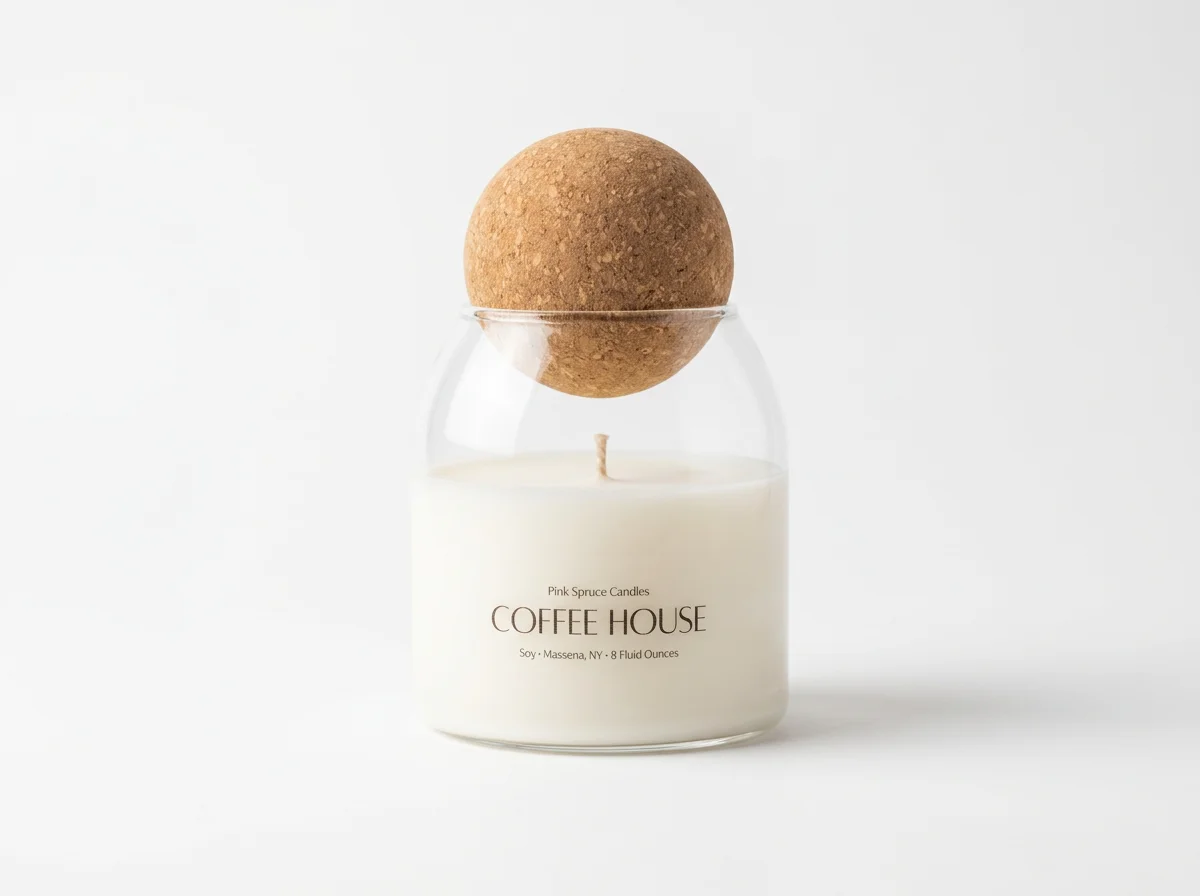 PINK SPRUCE Corktop Lid Soy Wax Candle  - Coffee House