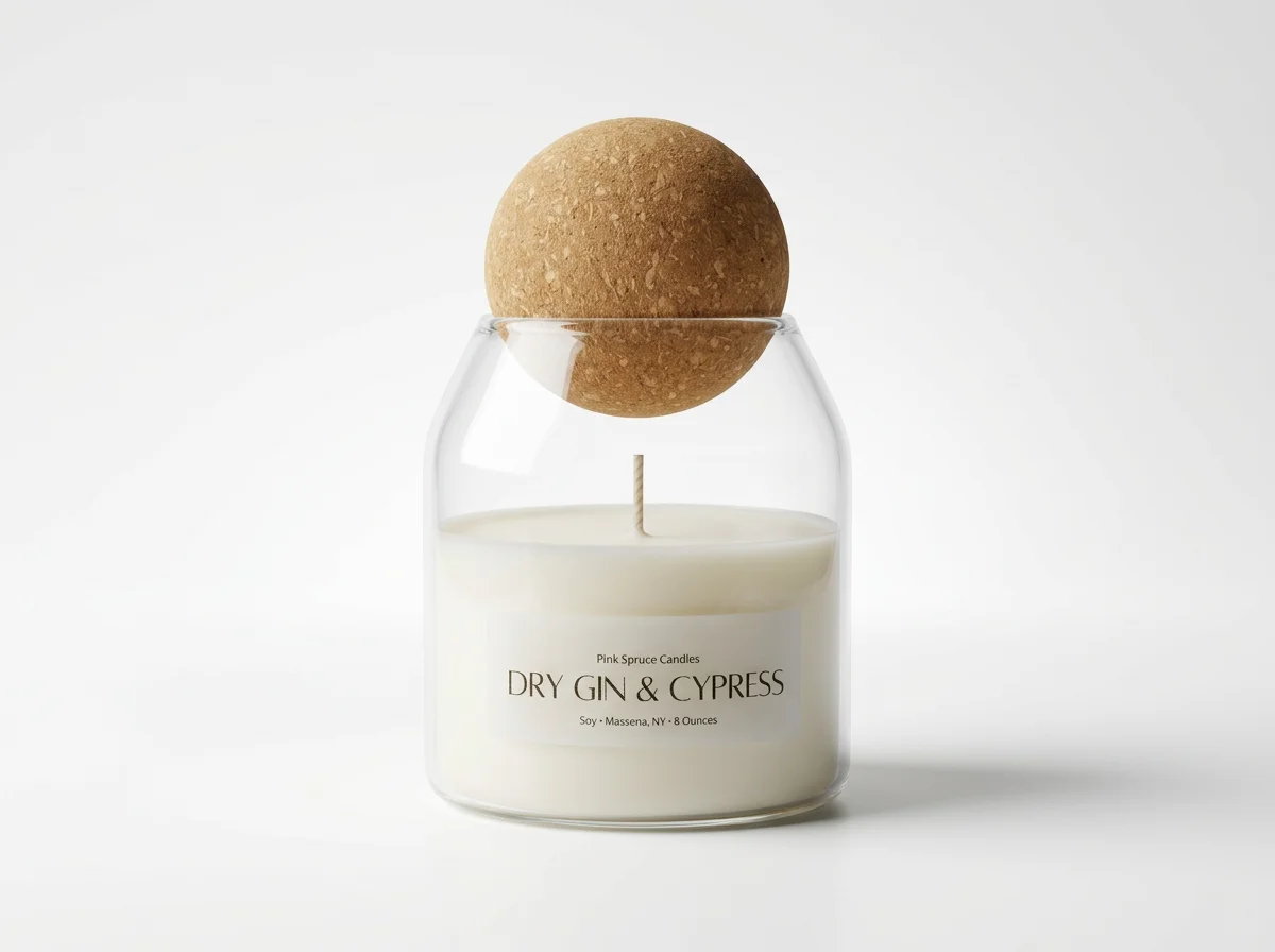 PINK SPURCE Corktop Lid Soy Candle - Dry Gin & Cypress