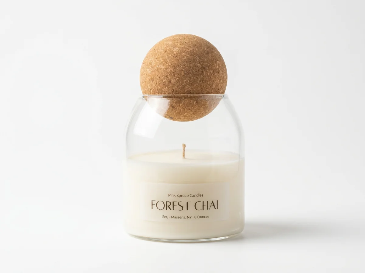 PINK SPURCE Corktop Lid Soy Candle - Forest Chai