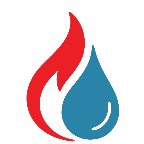 Abbildung von zwei Feuerflammen, eine rot und eine blau.