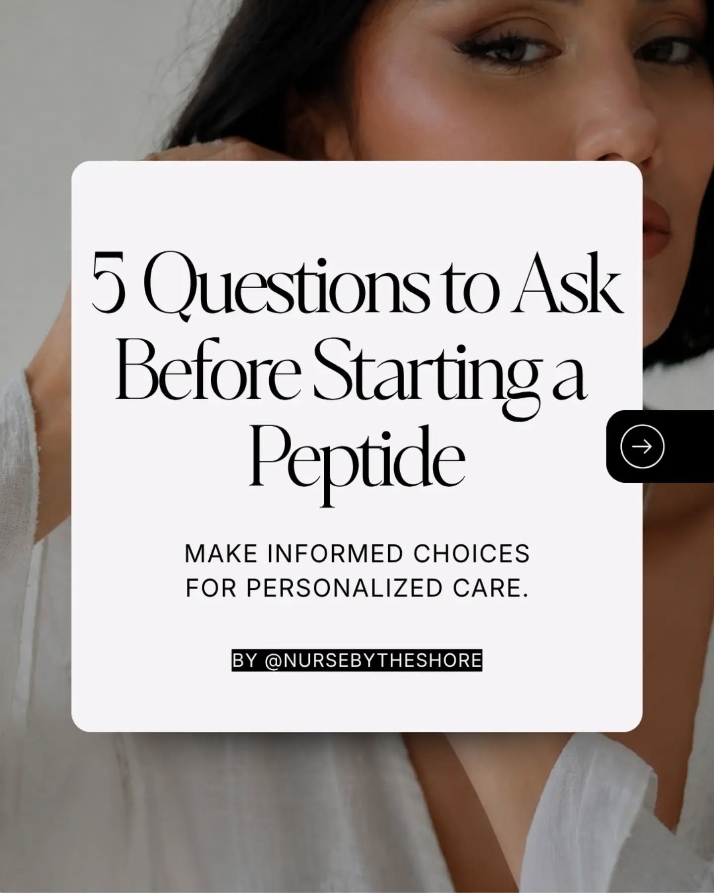 Thinking about peptide therapy? 🧬
Before getting started, make sure you&rsquo;re asking the right questions, not just looking at the potential benefits.

Your goals, the potential benefits and risks, how a peptide fits into your lifestyle, who will 