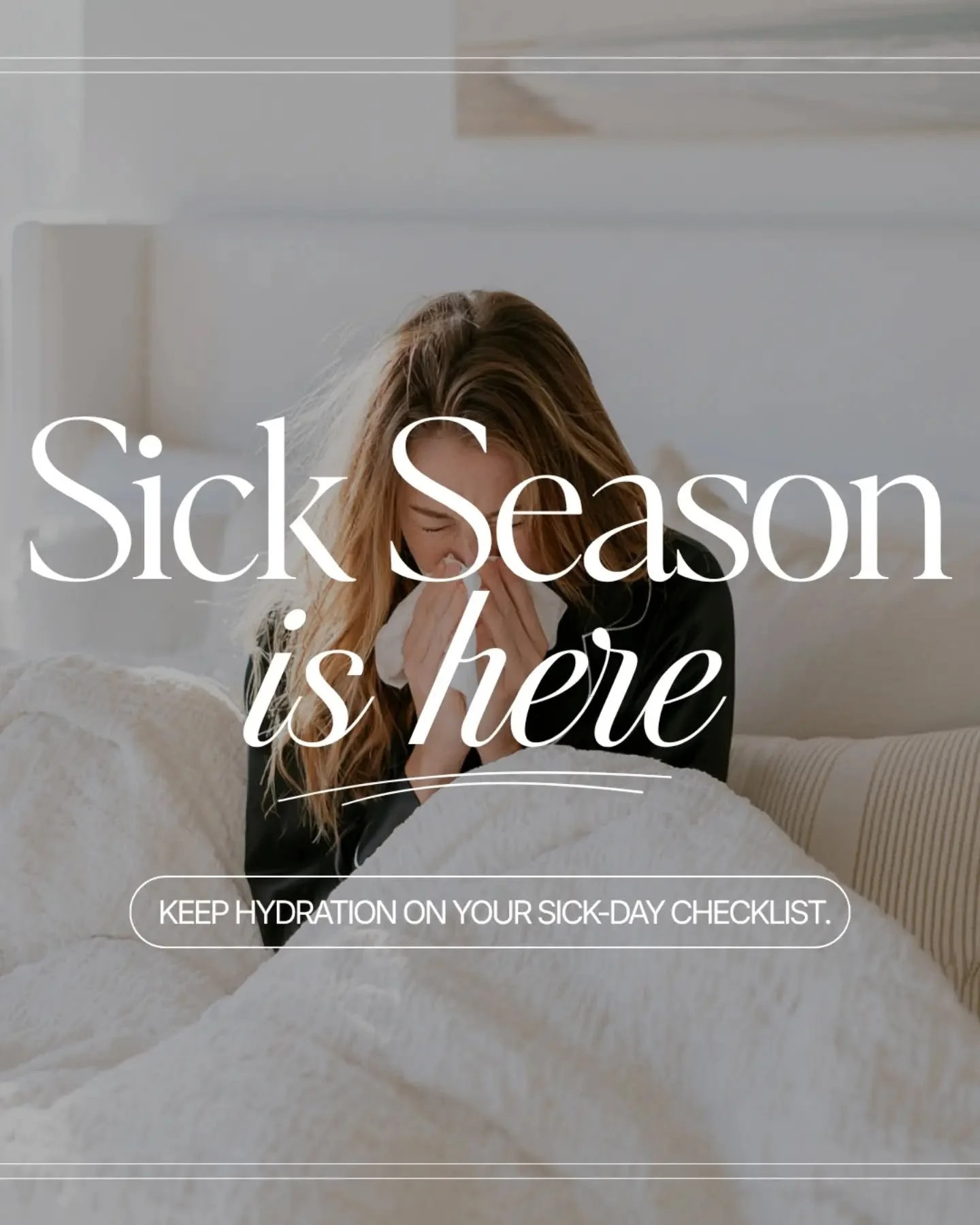 Sick season is here. 🤧💧
Feeling run down? Give your body a little extra support.

Our IV hydration and vitamin shots are designed to support hydration and nutrient needs when you need a little boost.

Comment or DM us 🦠and I'll send you a full lis