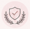Stylized checkmark inside a shield with leaf accents
