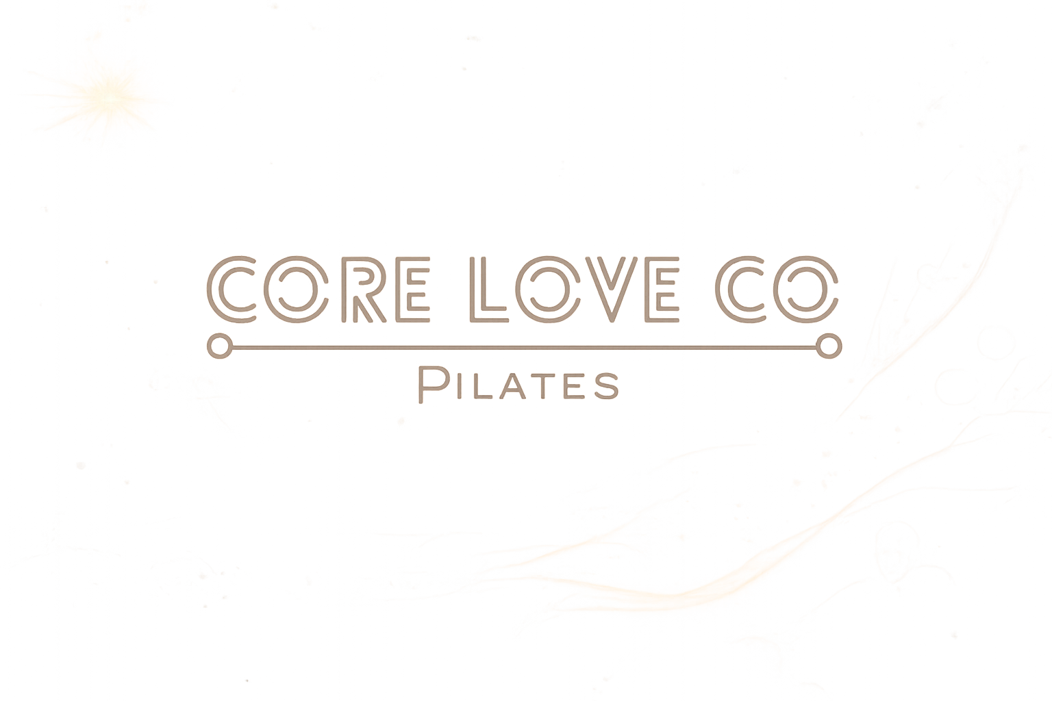 Sign for Core Love Co Pilates with a beige background and stylized text.