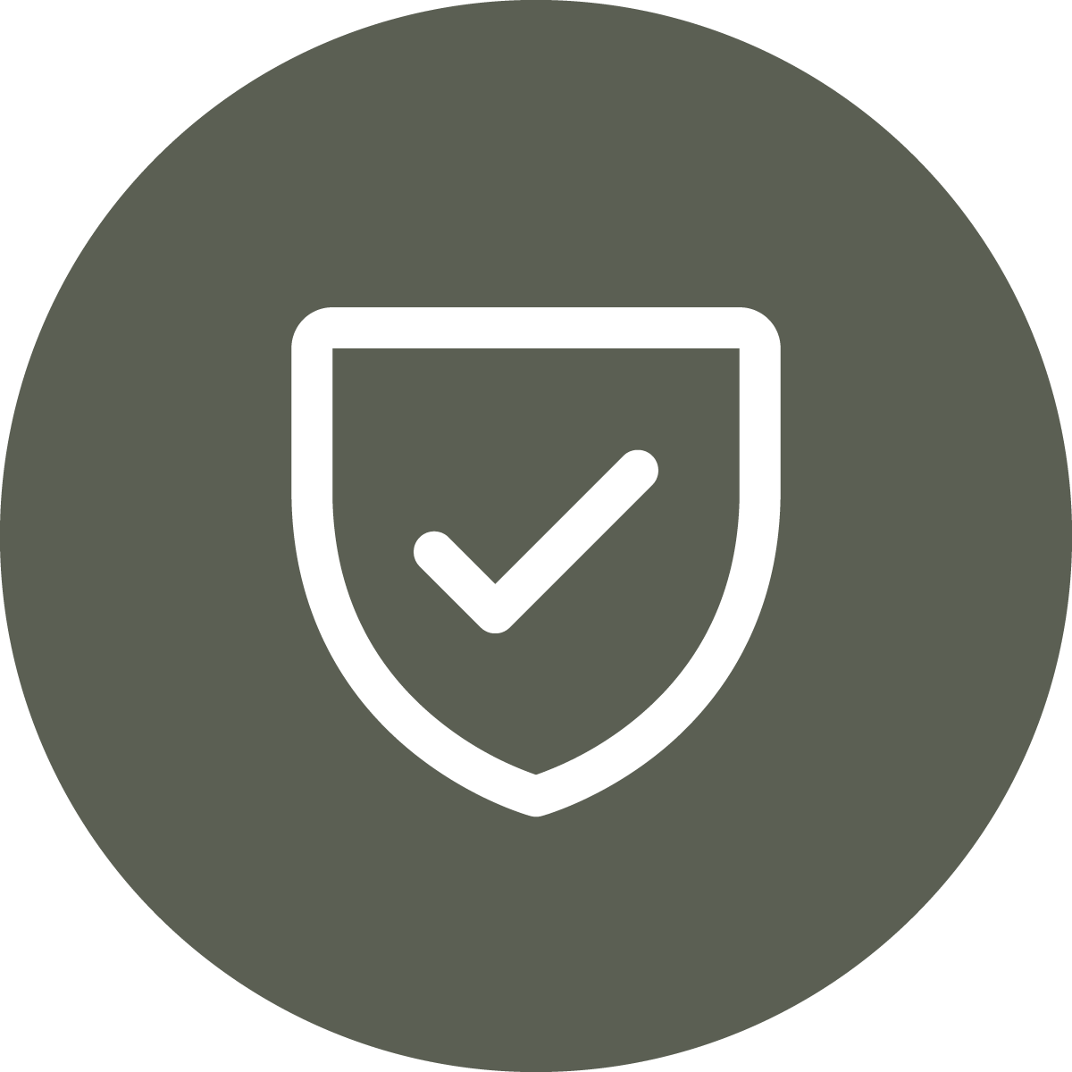 Shield icon with a check mark inside, indicating security or protection.