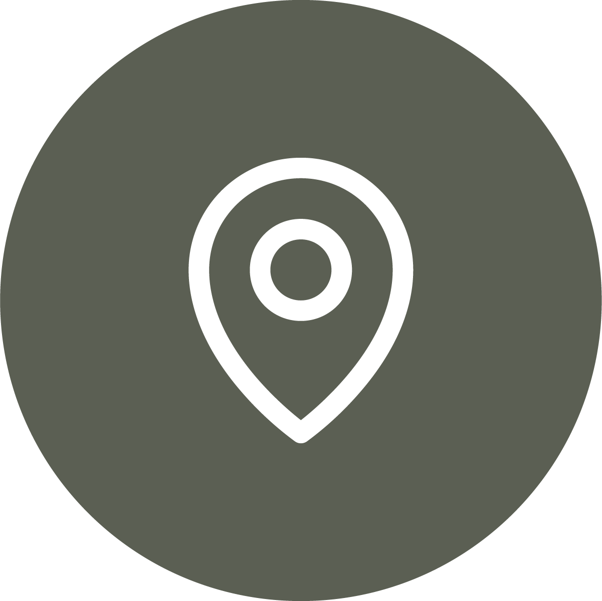 Map location icon with a pin in the center on a dark background.