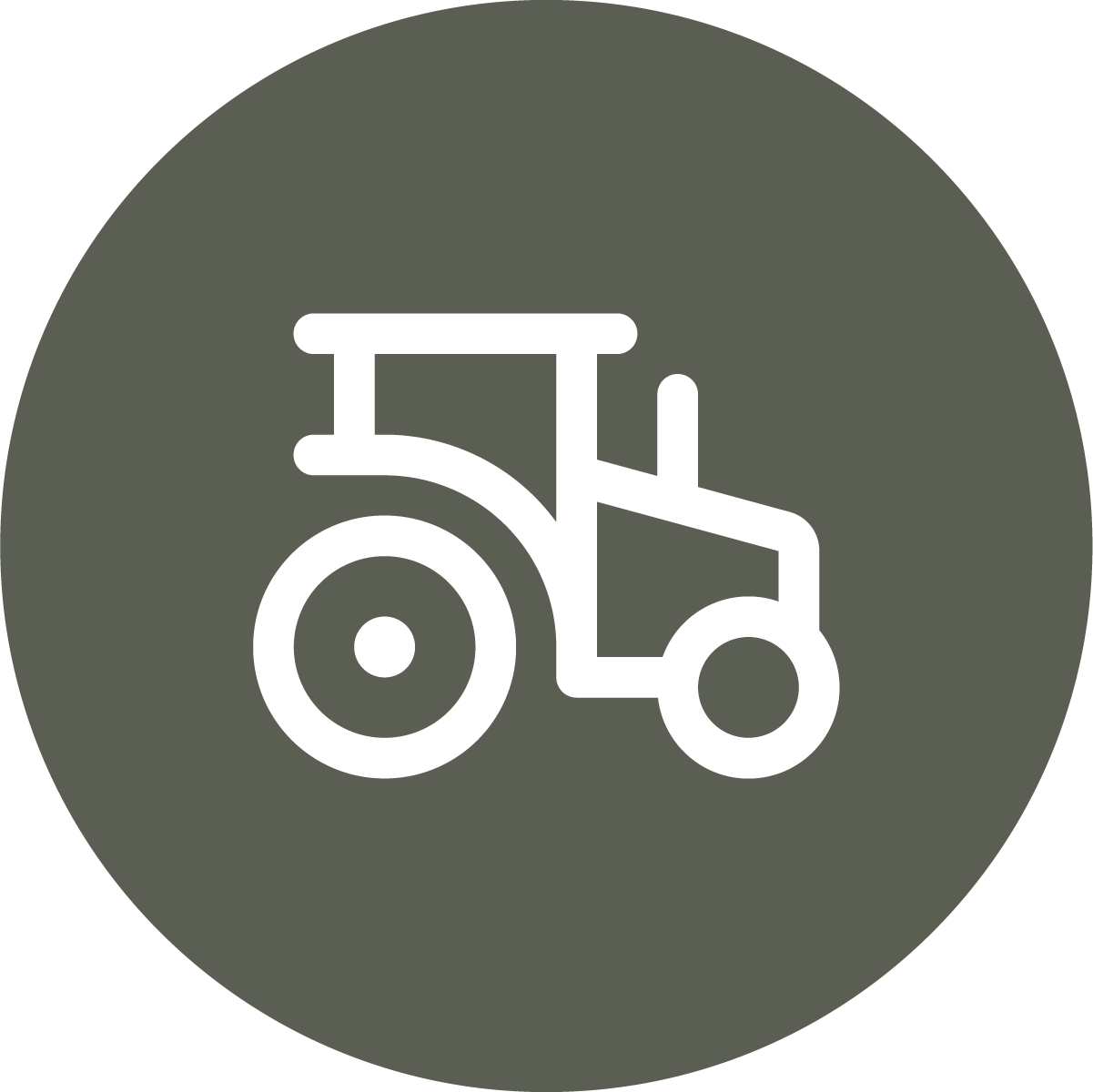 Icon of a tractor on a gray circular background.
