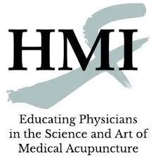 Logo showing 'HMI' with a brushstroke design, and text 'Educating Physicians in the Science and Art of Medical Acupuncture'