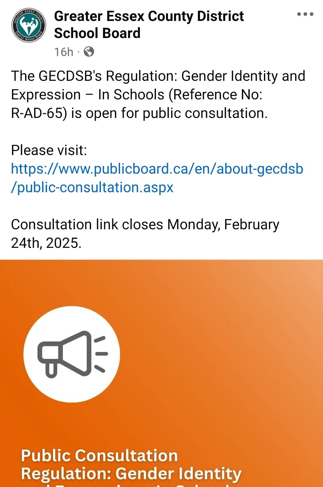 GECDSB public consultation R-AD-65