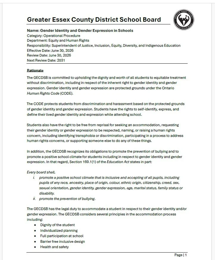GECDSB Operational Procedure