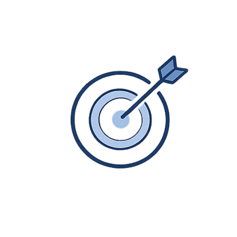 A dart hitting the bullseye of a target with concentric circles, symbolizing precision and goal achievement.